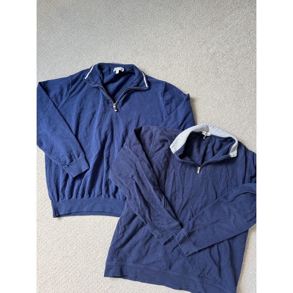 Peter Millar Pullover Mens Size XL Blue Quarter Zip Long Sleeve Contrast Collar